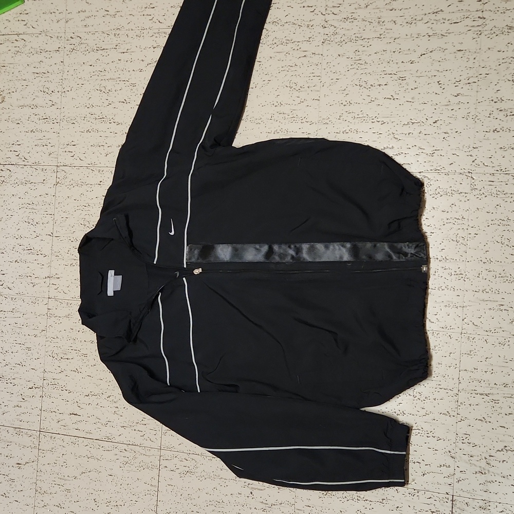 Nike Center Swoosh Full Zip Collar Wind Breaker Jacket Vintage Y2K Black & White